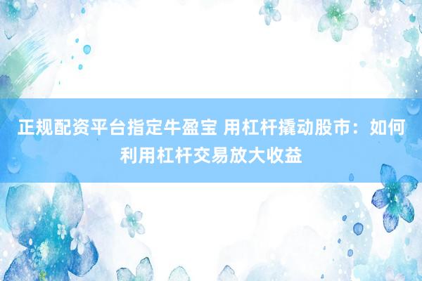 正规配资平台指定牛盈宝 用杠杆撬动股市：如何利用杠杆交易放大收益